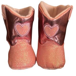 Hobby Lobby Baby Girl Metallic Pink Glitter Cowboy Boots - Size 0-6 Months  New
